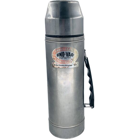 Uno Vac Thermos Stainless Steel Vintage Unbreakable 2711078 One Qt Silver Handle - Picture 1 of 15